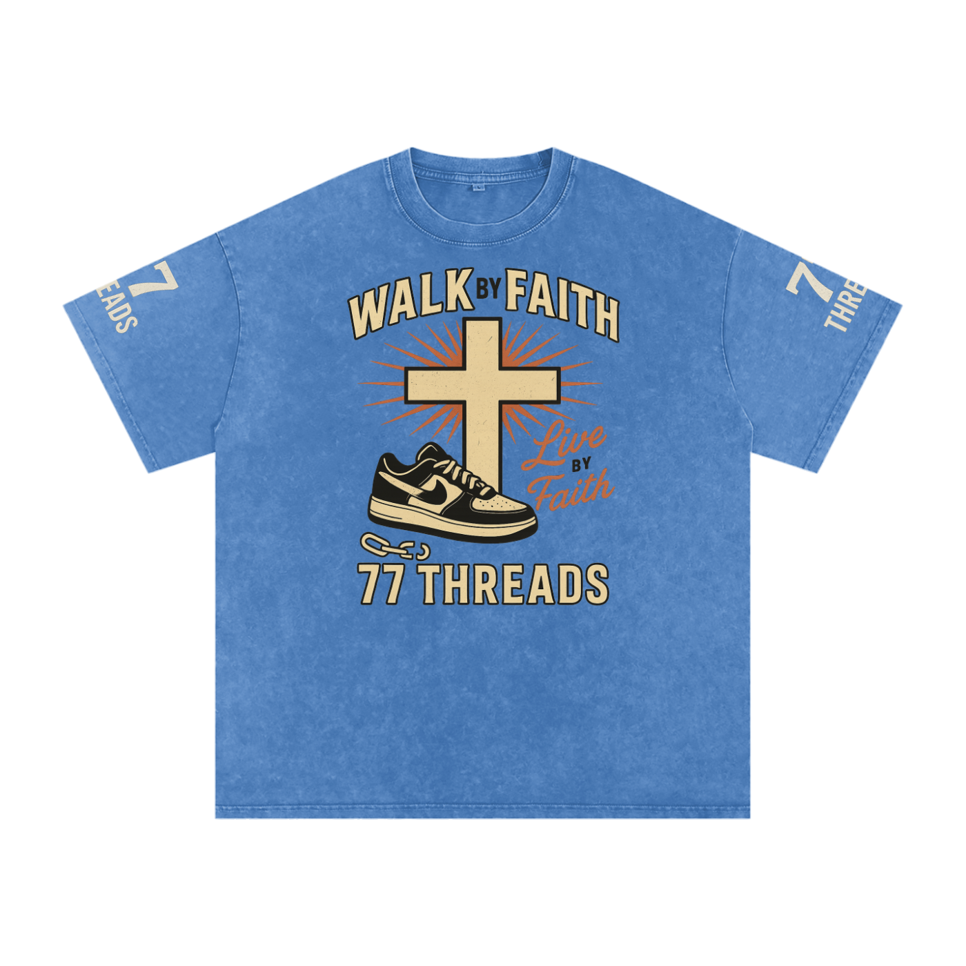 Praise and Worshop Snow Washed Oversized Cotton T-Shirt