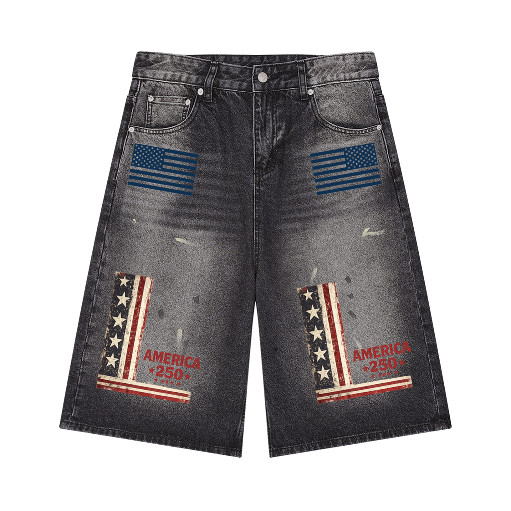 Men’s Vintage Wash Wide Leg Denim Shorts
