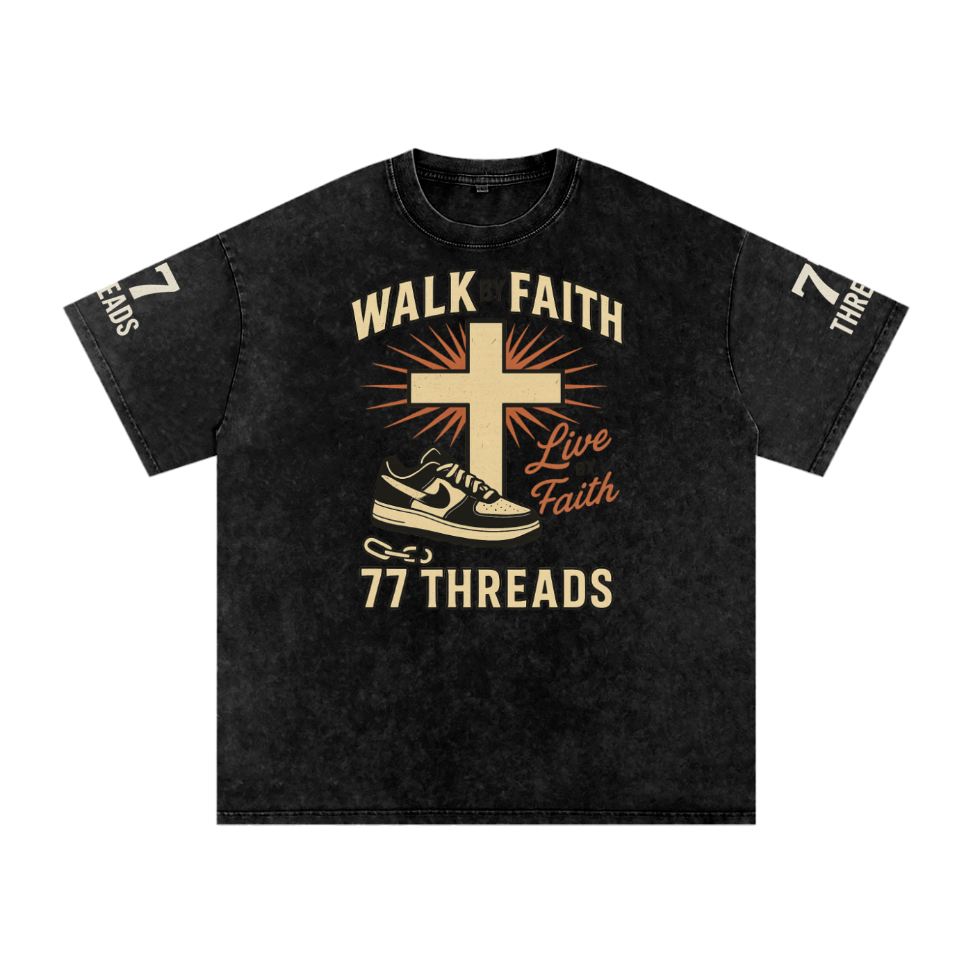 Praise and Worshop Snow Washed Oversized Cotton T-Shirt